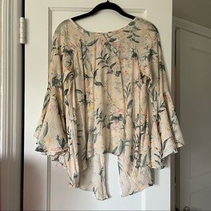 LAUREN CONRAD FLOWY TOP WITH BELL SLEEVES